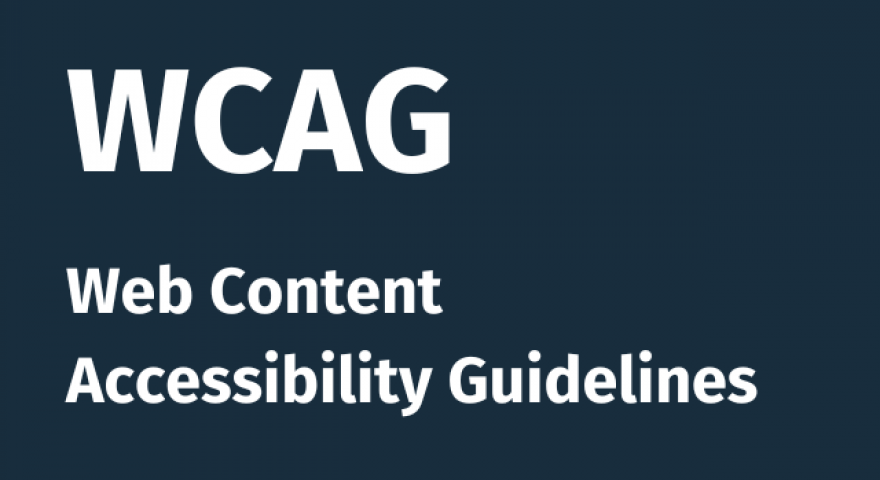 Blue background with white text caption graphic reads: WCAG Web Content Accessibility Guidelines