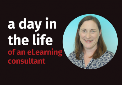 Tish Kirkland is smiling next toi a caption: a day in the life of an eLearning consultant