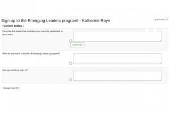 Screenshot of an example of OJT on the job training layout