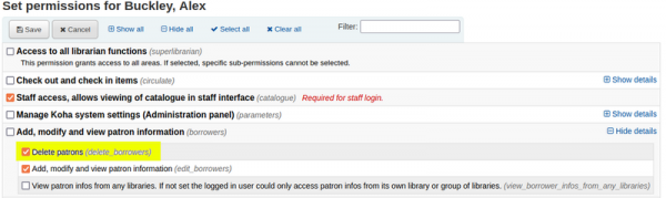 New delete borrowers and edit borrowers sub permissions