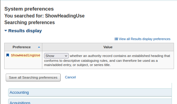 The ShowHeadingUse system preference is set to Show