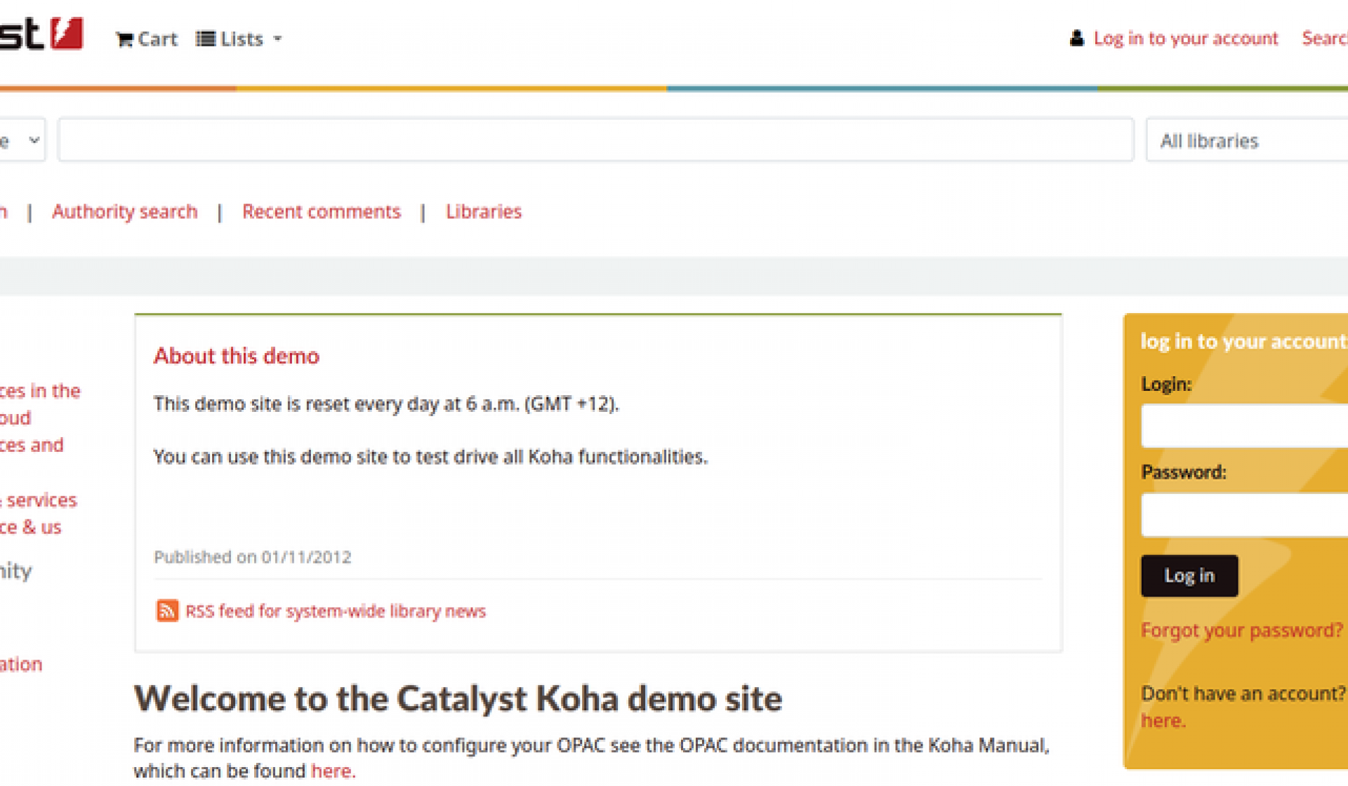 Local login indicated by the yellow box on the Catalyst demo site