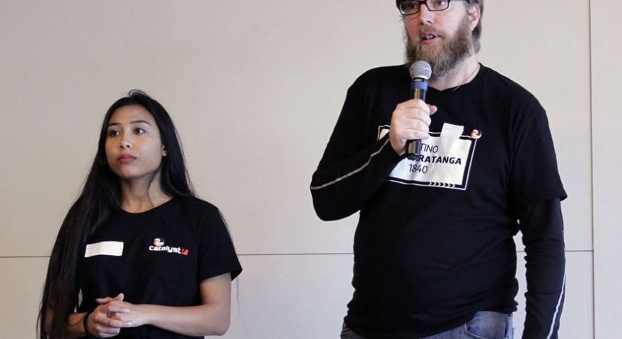 Aleisha and Chris speaking at Te Tiriti in Tech in 2019 v2